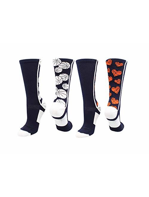 MadSportsStuff Crazy Basketball Logo Crew Socks (Multiple Colors)