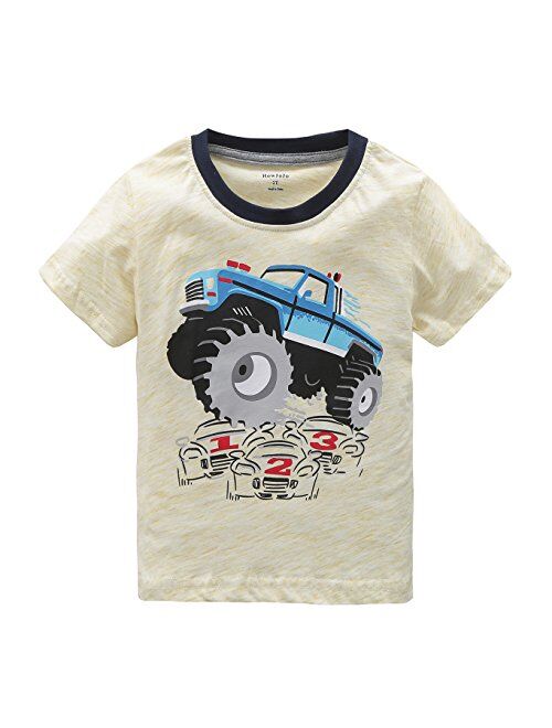 HowJoJo Boys Long Sleeve Cotton T-Shirts Monster Truck Shirt Graphic Tees