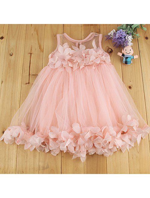 1-6T Kids Girls Mesh Tulle Skirt Dress for Birthday Flower Girl Special Occasion