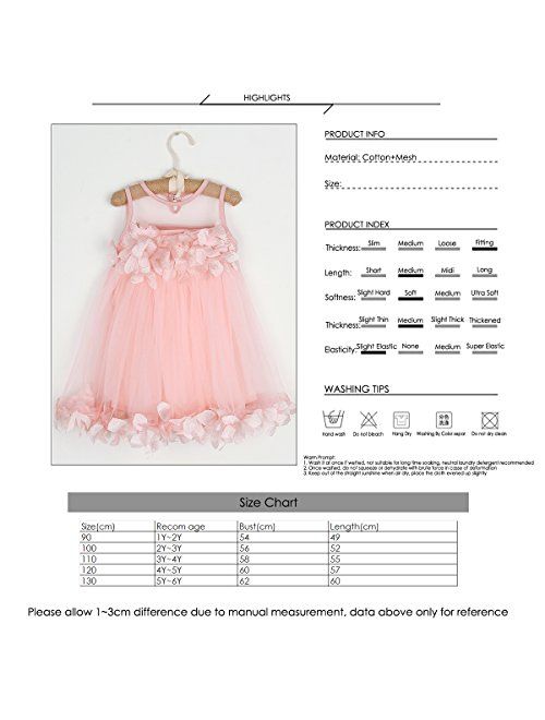 1-6T Kids Girls Mesh Tulle Skirt Dress for Birthday Flower Girl Special Occasion