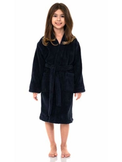 TowelSelections Girls Robe, Kids Plush Kimono Fleece Bathrobe