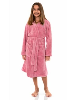 TowelSelections Girls Robe, Kids Plush Kimono Fleece Bathrobe