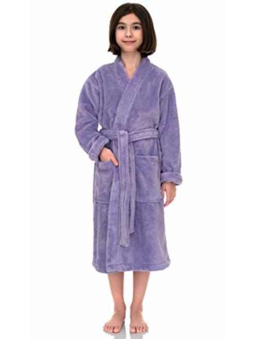 TowelSelections Girls Robe, Kids Plush Kimono Fleece Bathrobe