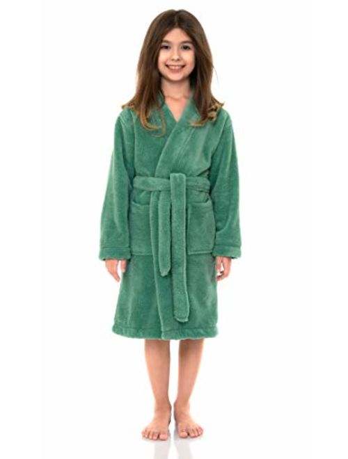 TowelSelections Girls Robe, Kids Plush Kimono Fleece Bathrobe