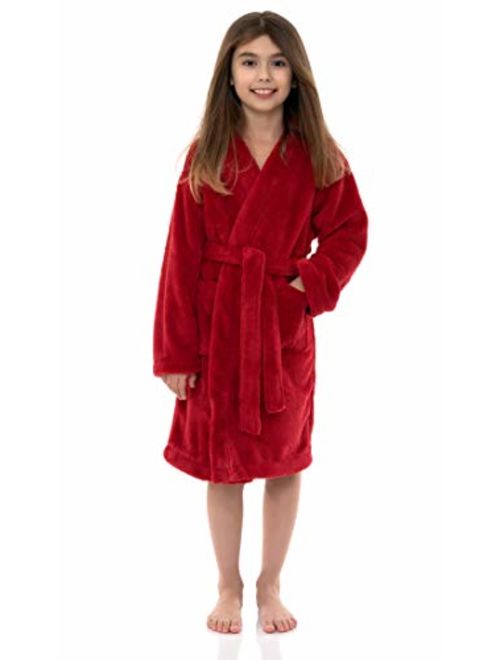 TowelSelections Girls Robe, Kids Plush Kimono Fleece Bathrobe