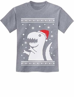 Big Trex Dinosaur Santa Ugly Christmas Sweater Style Children Funny Kids T-Shirt