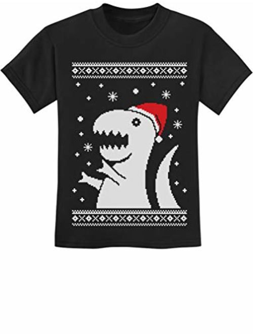 Big Trex Dinosaur Santa Ugly Christmas Sweater Style Children Funny Kids T-Shirt