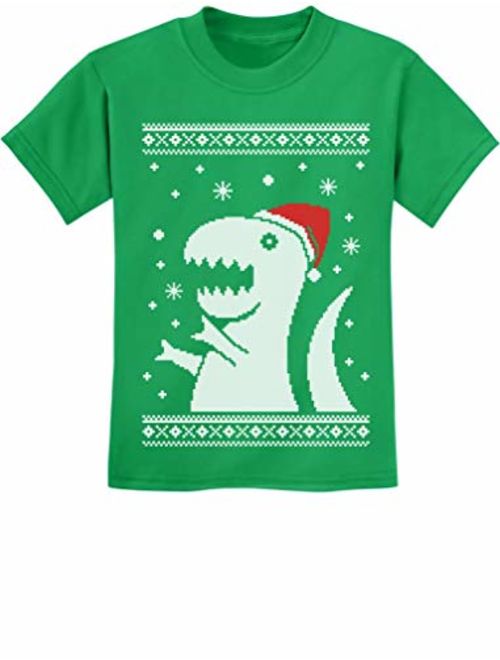 Big Trex Dinosaur Santa Ugly Christmas Sweater Style Children Funny Kids T-Shirt