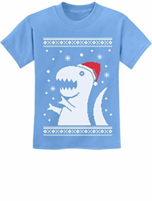 Big Trex Dinosaur Santa Ugly Christmas Sweater Style Children Funny Kids T-Shirt