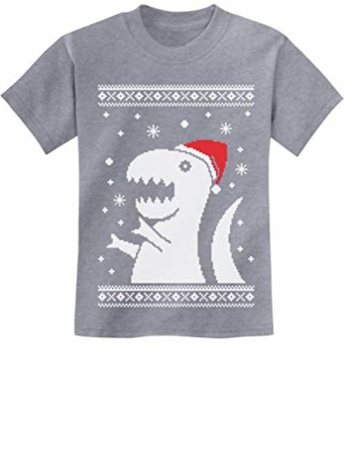 Big Trex Dinosaur Santa Ugly Christmas Sweater Style Children Funny Kids T-Shirt