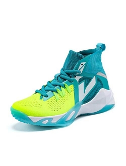 JMFCHI Kid's High Top Durable Lace Up Non-Slip Basketball Shoes