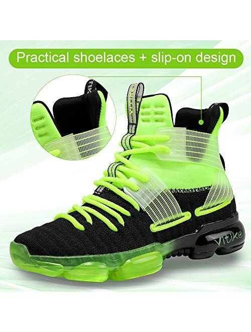 JMFCHI Kid's High Top Durable Lace Up Non-Slip Basketball Shoes
