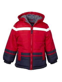 Sportoli Boys' Fleece Lined Hooded Colorblock Winter Puffer Bubble Jacket Coat