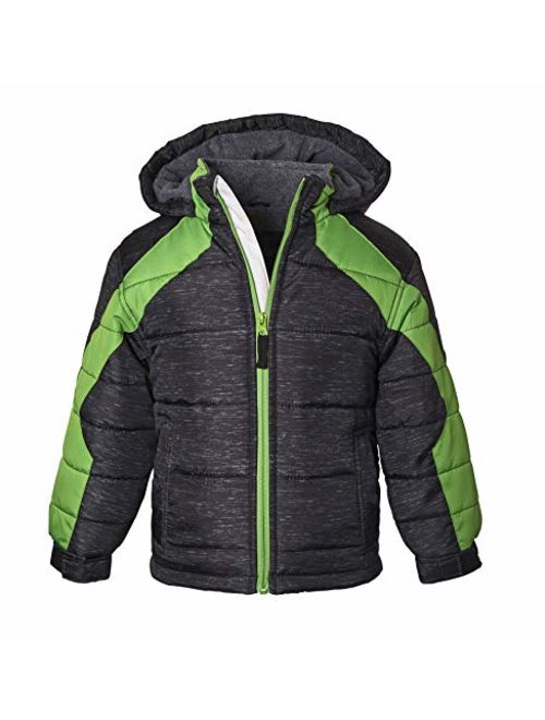 Sportoli Boys' Fleece Lined Hooded Colorblock Winter Puffer Bubble Jacket Coat