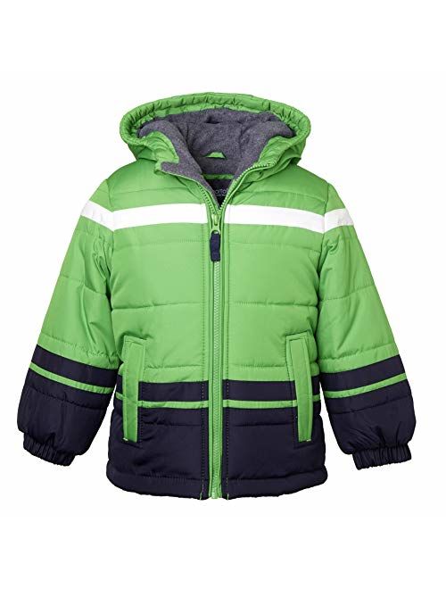 Sportoli Boys' Fleece Lined Hooded Colorblock Winter Puffer Bubble Jacket Coat