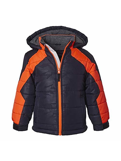 Sportoli Boys' Fleece Lined Hooded Colorblock Winter Puffer Bubble Jacket Coat