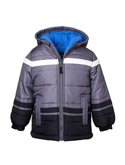 Sportoli Boys' Fleece Lined Hooded Colorblock Winter Puffer Bubble Jacket Coat