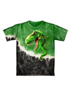 T-Rex Green Tie-Dye Youth Tee Shirt