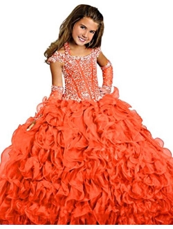 Y&C Girls Halter Chest Full Crystal Ball Gown Floor Length Pageant Dresses