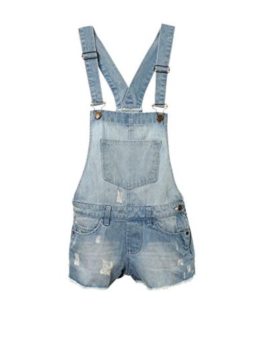 AEL New Girls Kids Denim Dungaree Outfit Shorts Dress Jumpsuit Party Size 3-14 Years