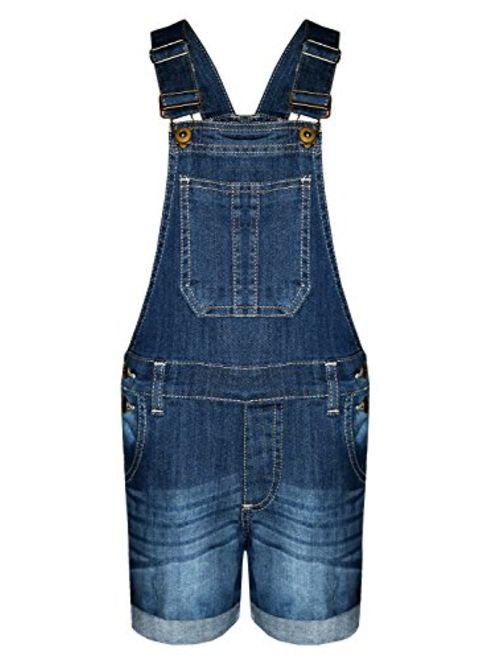 AEL New Girls Kids Denim Dungaree Outfit Shorts Dress Jumpsuit Party Size 3-14 Years