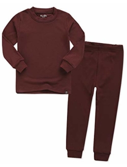 VAENAIT BABY 12M-12 Toddler Kids Girls Boys Soft Rib Knit Solid Modal Tencel Fabric Sleepwear Pajamas 2pcs Set