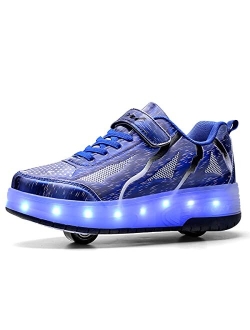 Aikuass USB Chargable LED Light Up Roller Shoes Wheeled Skate Sneaker Shoes for Boys Girls Kids