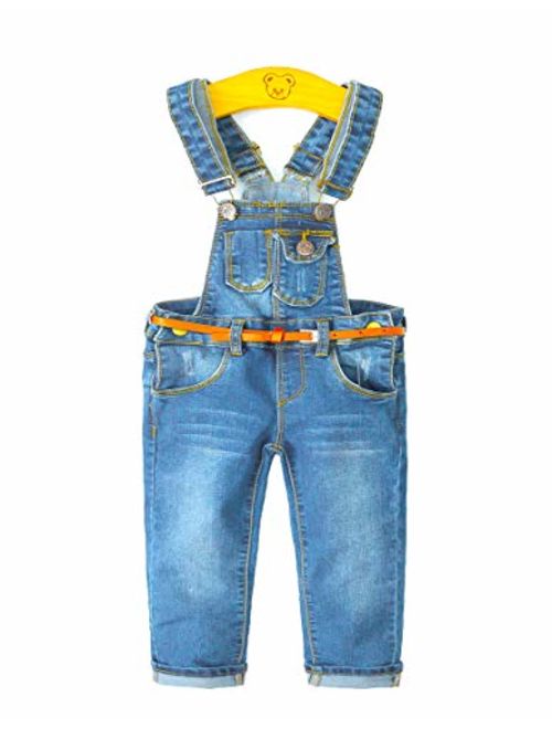 Kidscool Child Ripped Holes Stretchy Stone Washed Soft Slim Jeans Overalls