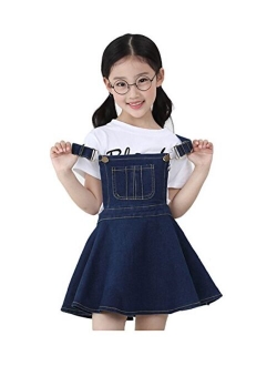 Kidscool Girls Big Bibs Small Flowers Decor Summer Jeans Overalls Dress