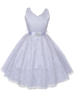 AkiDress Lace Floral Pattern Flower Girl Dress for Little Girl