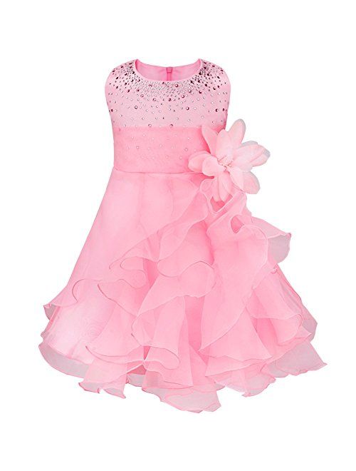 iiniim Baby Girls Organza Tutu Princess Birthday Party Baptism Flower Girl Dress