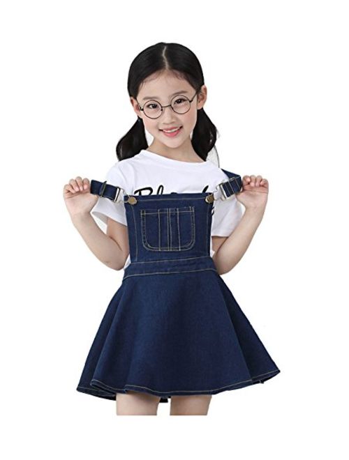 Kidscool Girls Big Bibs Adjustable Straps Denim Overall Tutu Dress