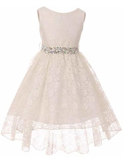 Little Girls Floral Lace Rhinestones Christmas Holiday Easter Flower Girl Dress