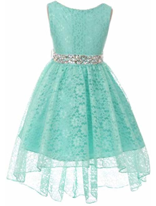 Little Girls Floral Lace Rhinestones Christmas Holiday Easter Flower Girl Dress