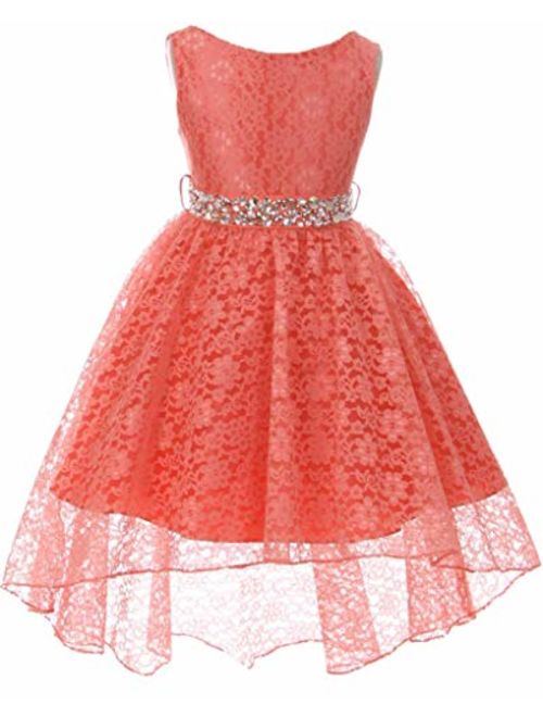 Little Girls Floral Lace Rhinestones Christmas Holiday Easter Flower Girl Dress