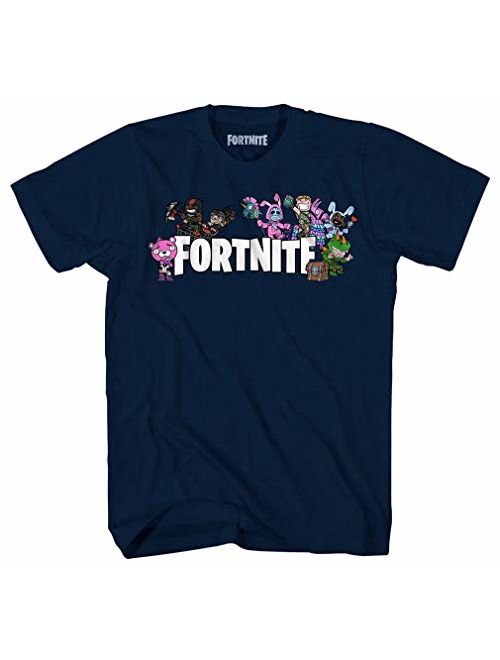 Fortnite Shirt Boys' Multi-Character And Game Logo Officially Licensed T-Shirt