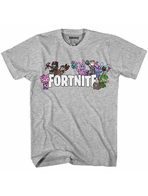 Fortnite Shirt Boys' Multi-Character And Game Logo Officially Licensed T-Shirt