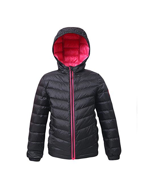 Rokka&Rolla Girls' Ultra Lightweight Hooded Packable Puffer Down Jacket