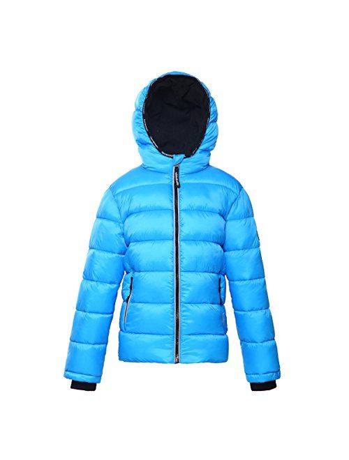 Rokka&Rolla Boys' Water-Resistant Hooded Heavy Padded Coat Thickened Quilted Lined Parka Anorak Puffer Jacket