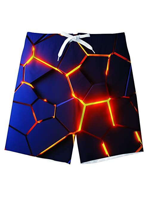 UNICOMIDEA Boys Beach Shorts Quick Dry Beach Swim Trunks Kids Swimsuit Beach Shorts with Mesh Lining for 5-16 Years