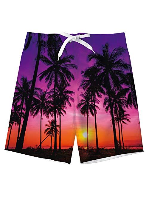 UNICOMIDEA Boys Beach Shorts Quick Dry Beach Swim Trunks Kids Swimsuit Beach Shorts with Mesh Lining for 5-16 Years