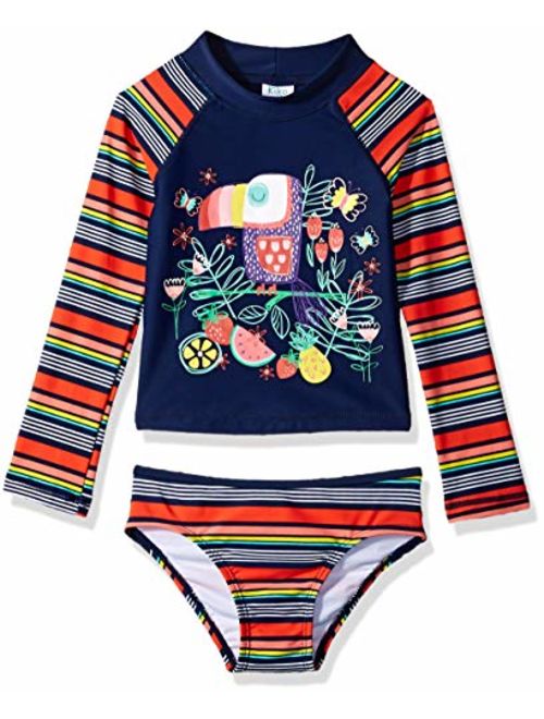 KIKO & MAX Girls' Swimsuit Set with Long Sleeve Rashguard Swim Shirt