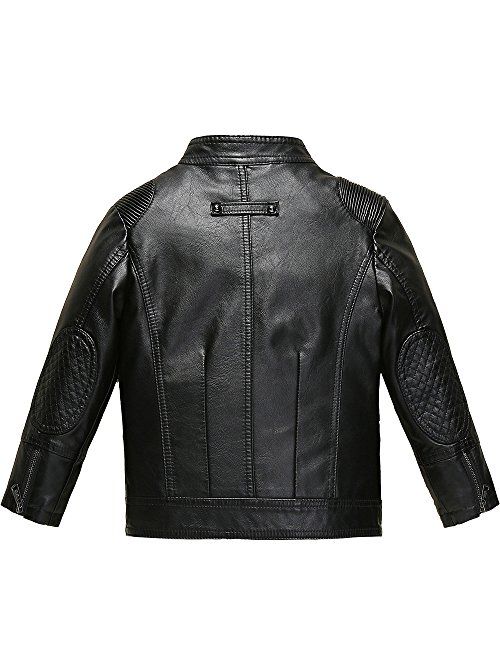 Budermmy Boys Faux Leather Motorcycle Moto Biker Jackets Zipper Coats