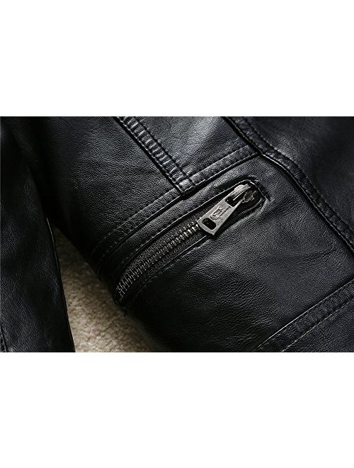 Budermmy Boys Faux Leather Motorcycle Moto Biker Jackets Zipper Coats