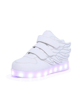 KARKEIN LED Light Up Hi-Top Wings Shoes USB Rechargeable Flashing Sneakers for Toddlers Kids Boys Girls