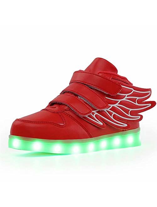 KARKEIN LED Light Up Hi-Top Wings Shoes USB Rechargeable Flashing Sneakers for Toddlers Kids Boys Girls