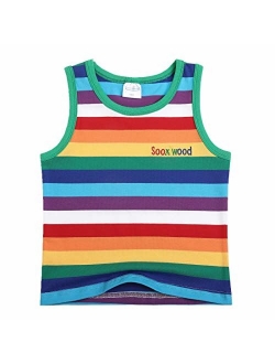 Sooxiwood Little Boys T-Shirt Rainbow Striped O-Neck