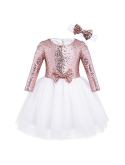 CHICTRY Flower Girls Dresses Toddlers Birthday Party Vintage Sequin Princess Tutu Dance Ball Gown