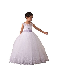 Flower Girls Dresses Long Vintage Lace First Communion Pageant Ball Gowns