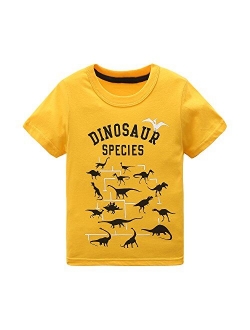 HowJoJo Boys Dinosaur Shirt Kids Cotton Long Sleeve T-Shirts Crew Neck Graphic Tees